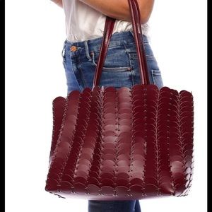 NWT! Burgundy Paco Rabanne Pacoio leather tote